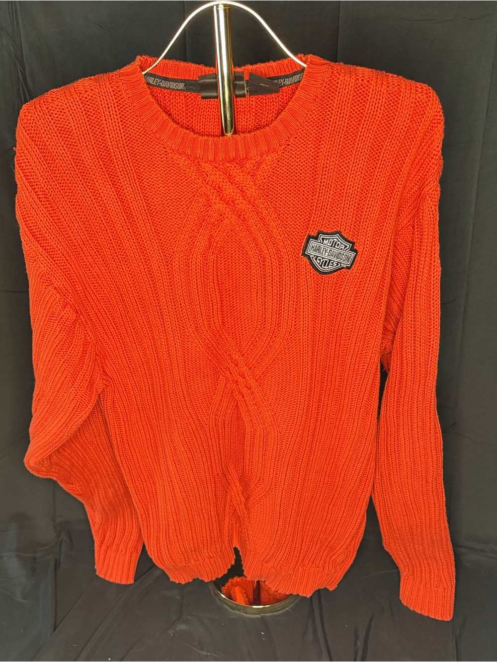 Women’s Harley-Davidson Orange Cable Knit Crewneck Sweater 0330